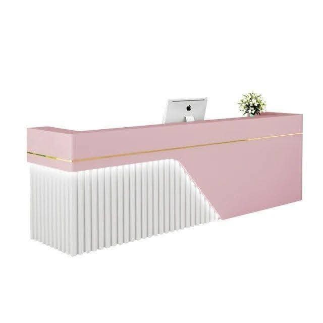 Bespoke reception counter with fluted front by Sharma Furniture