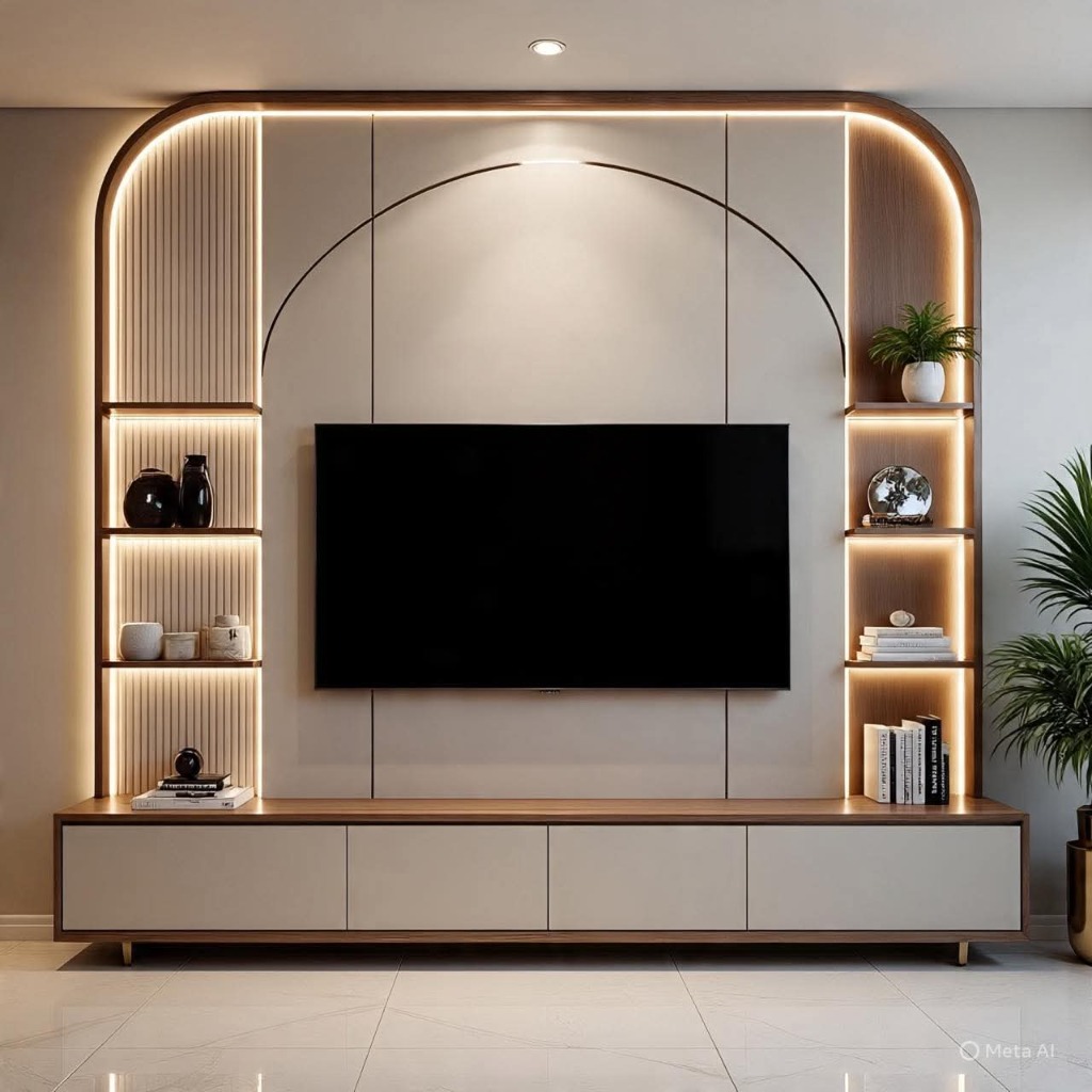 Curved Halo TV Console