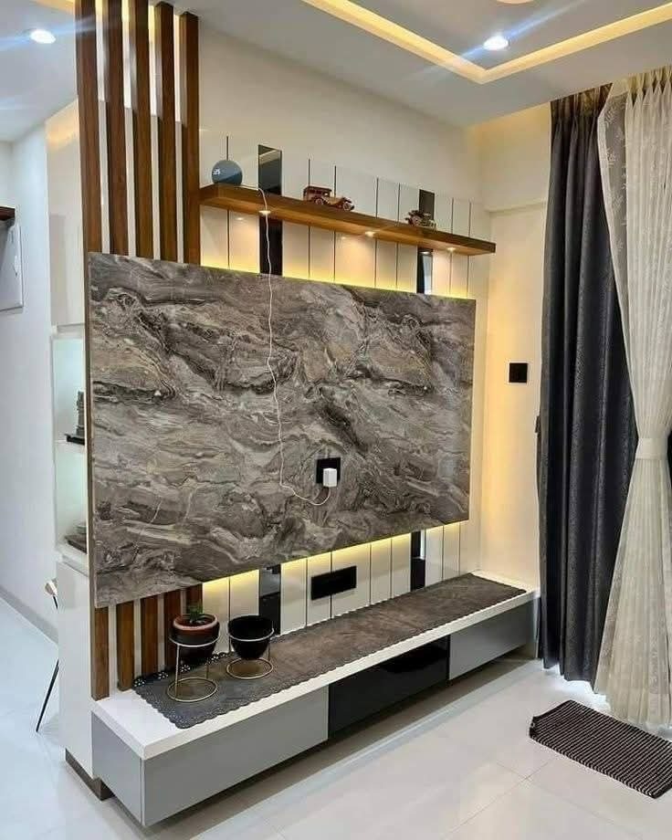 Rafters & Marble TV Partition